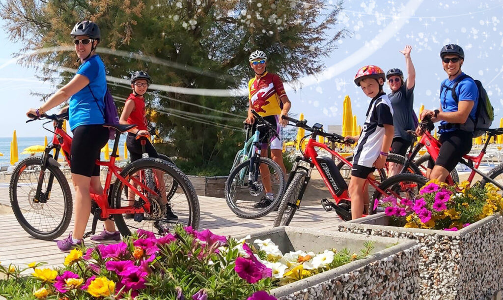 Sport, e-Bike,aerobica in spiaggia. Il benessere fisico e alimentare sono al primo posto delle attività e dello star bene in una vacanza al Germania di Jesolo.